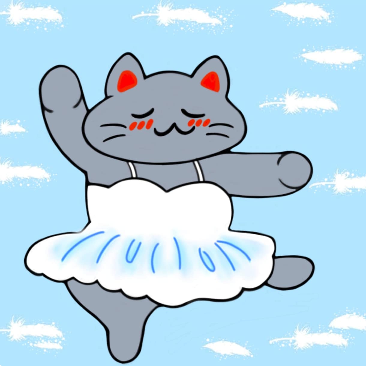 アイコンや壁紙にもおすすめします バレエ灰色猫とフラメンコ白猫一枚絵 イメージ1