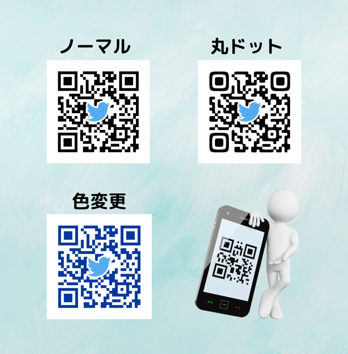 イラストor文字入りのQRコード作成します お好きな色で作成可能！かわいい印象の丸ドットも追加料金不要 イメージ3