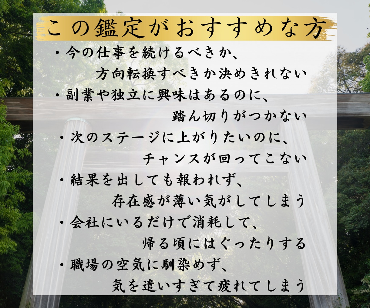 仕事運鑑定｜龍との霊的対話であなたの仕事運を視ます 仕事運上昇が、人生好転の始まりに。仕事全般の悩みを解決します イメージ2