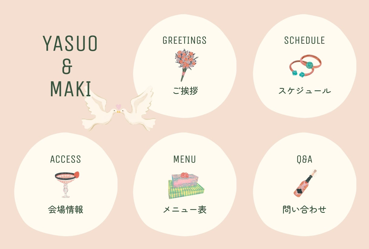 結婚式用の公式LINEのリッチメニューを作成します メニューの内容やフォントの変更など柔軟に対応します。 イメージ2