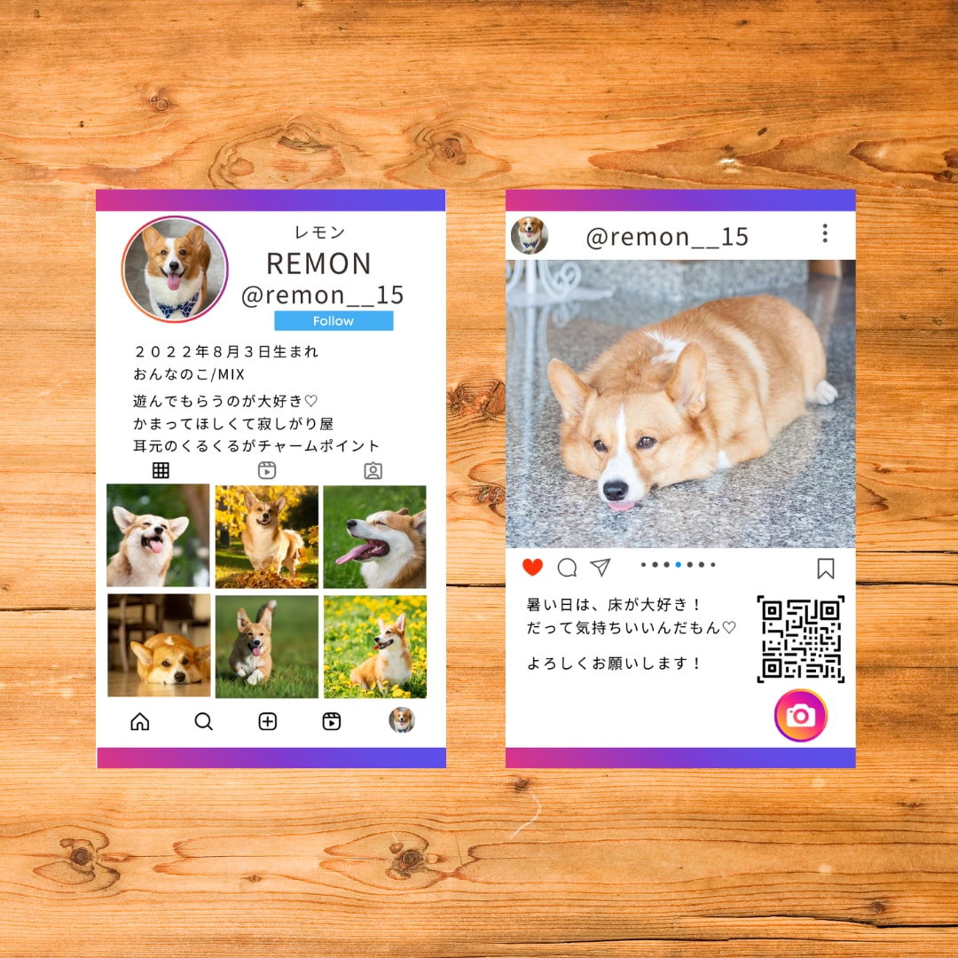Instagram風デザインうちの子名刺を作ります ＋2000円で100枚(送料無料) イメージ2
