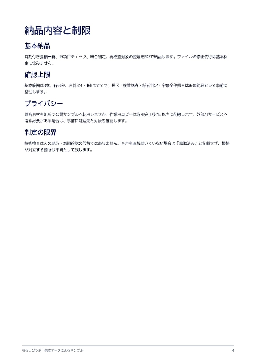 動画の字幕・音量・書き出しを納品前確認します 黒画面・見切れ・字幕・音声を時刻付きで報告 イメージ6