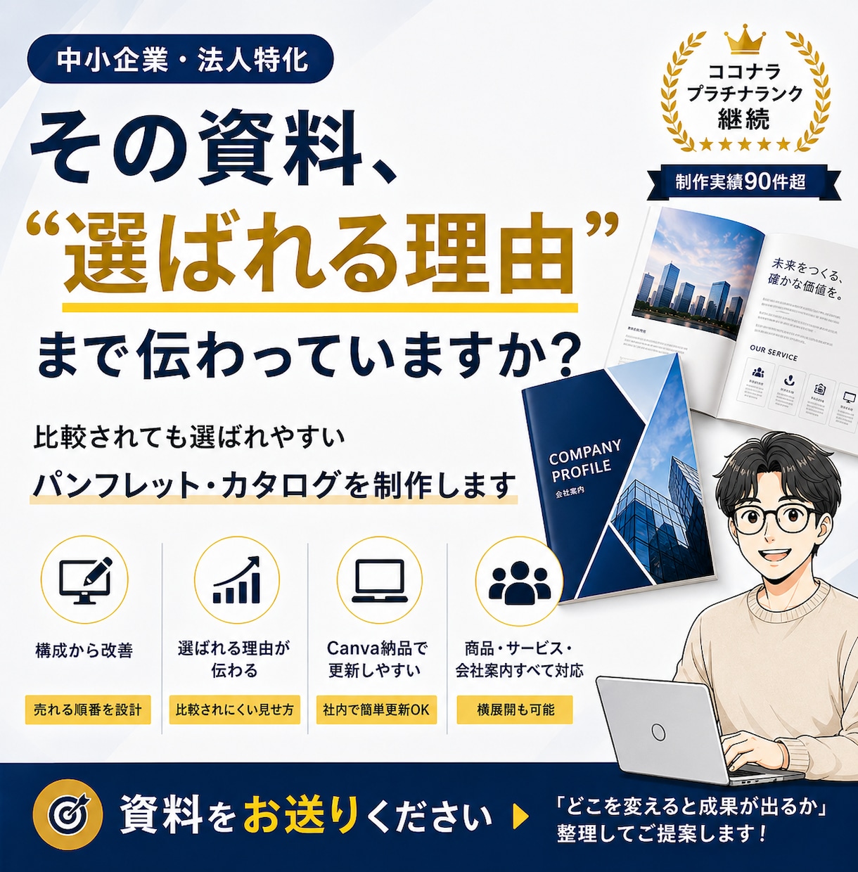 比較されても選ばれる資料・パンフレットを制作します その資料、“選ばれる理由”まで伝わっていますか？ イメージ1