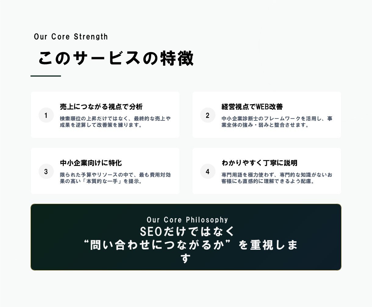 問い合わせが来ないHPを簡易診断します あなたのHPが伸びない原因を分析します イメージ4