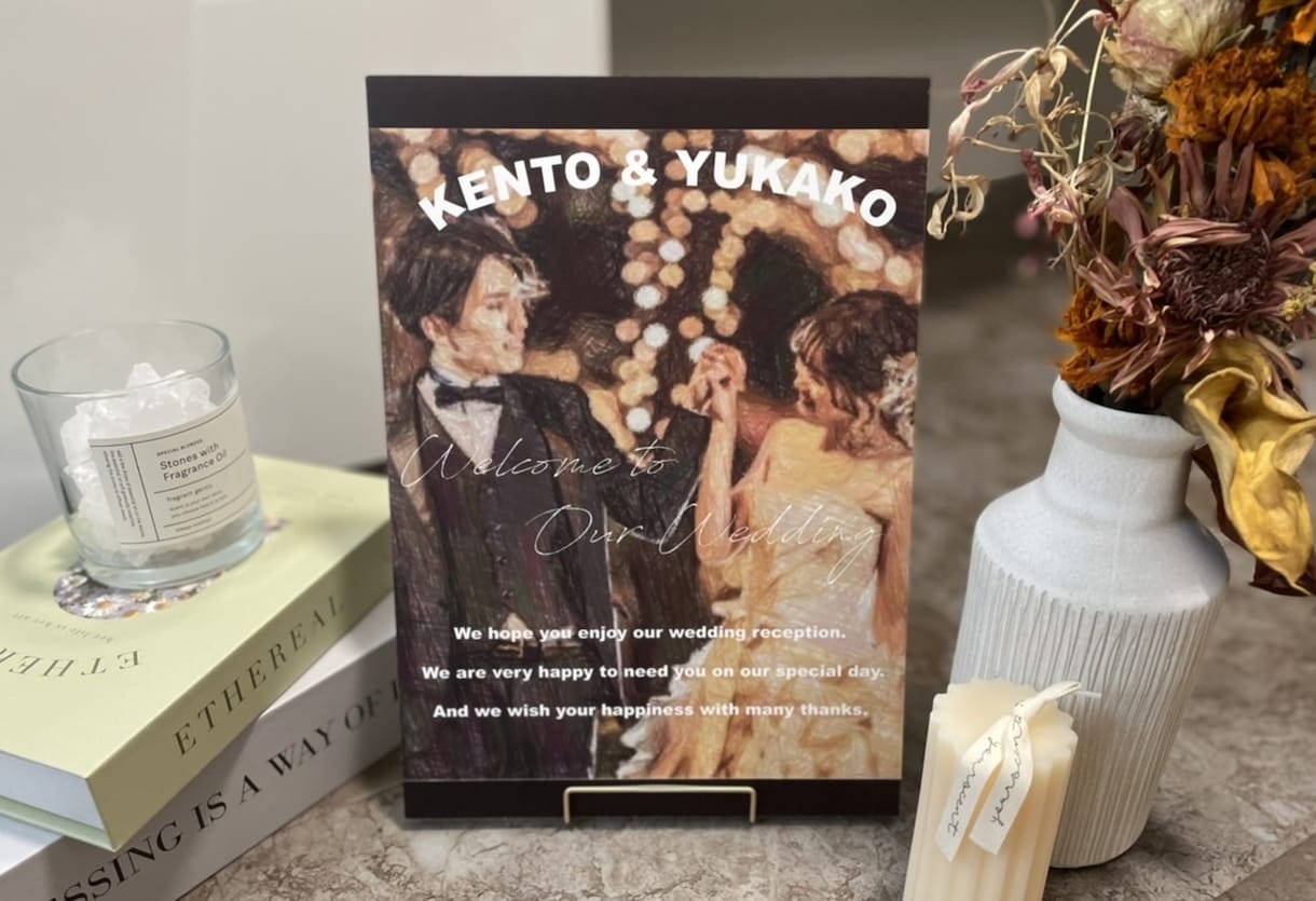 色ペン画でウェルカムボード用データ作成します お得に結婚式準備を終了プロフィールムービーオプションセット有 イメージ1