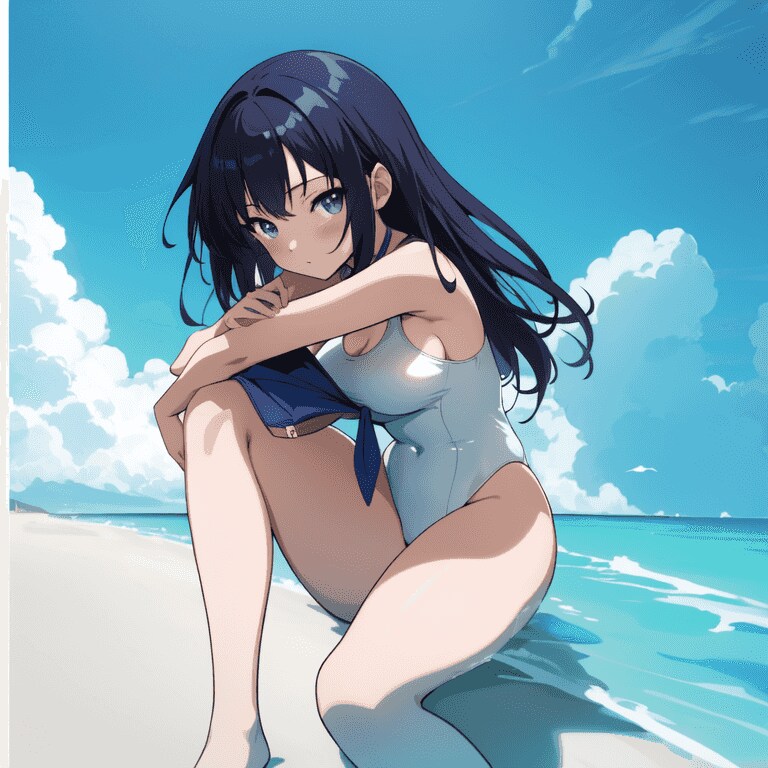 男性の大人向けにプレゼントします ひとりで座っている可愛い水着姿の女性 イメージ1