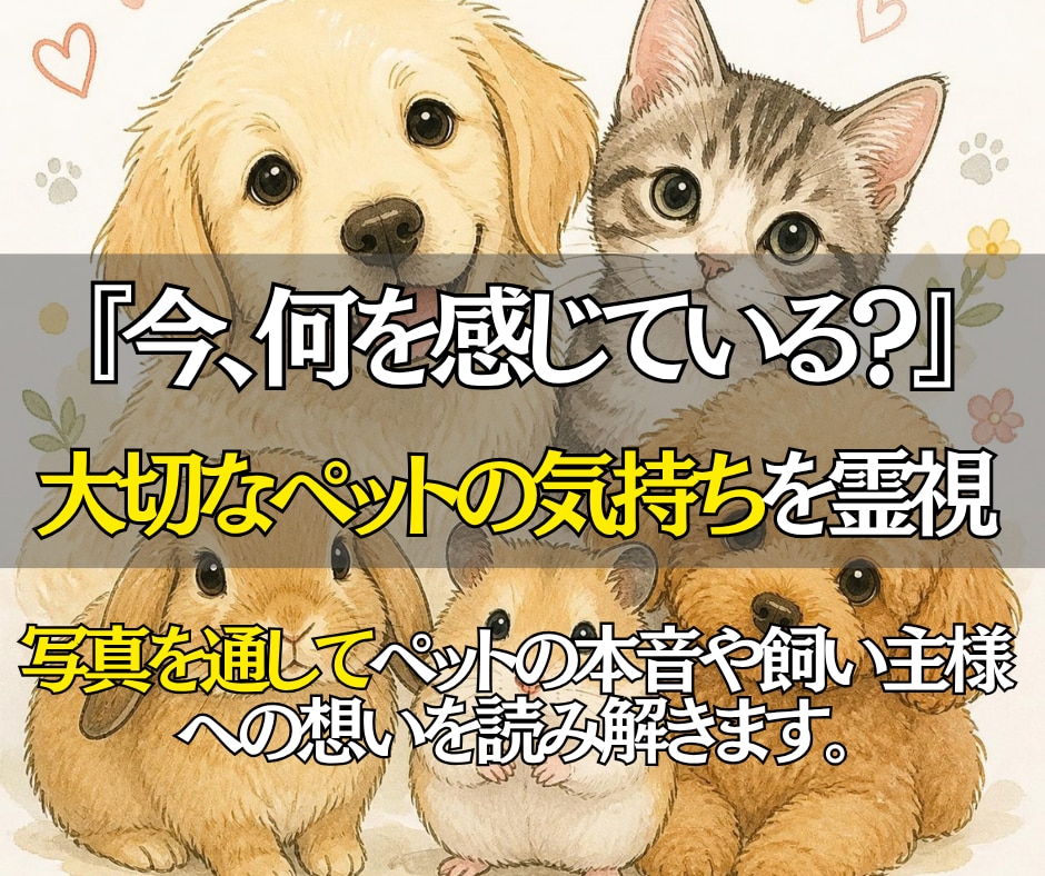大切なペットの気持ちを霊視で読み取りお伝えします 写真を通してペットの想いに寄添い飼い主様へメッセージをお届け イメージ1