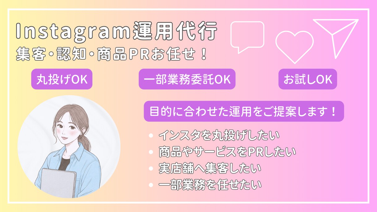 ターゲットに届くInstagram運用を行います 認知拡大・集客・商品PRまで目的に合わせた提案で設計から運用 イメージ1
