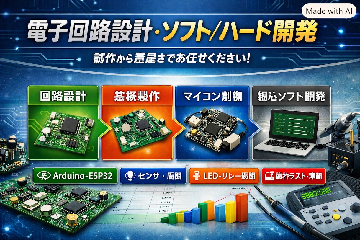 電子回路　ソフト・ハード設計、作成します 電子回路のソフトウェア・ハードウェア設計・作成を承ります。 イメージ1