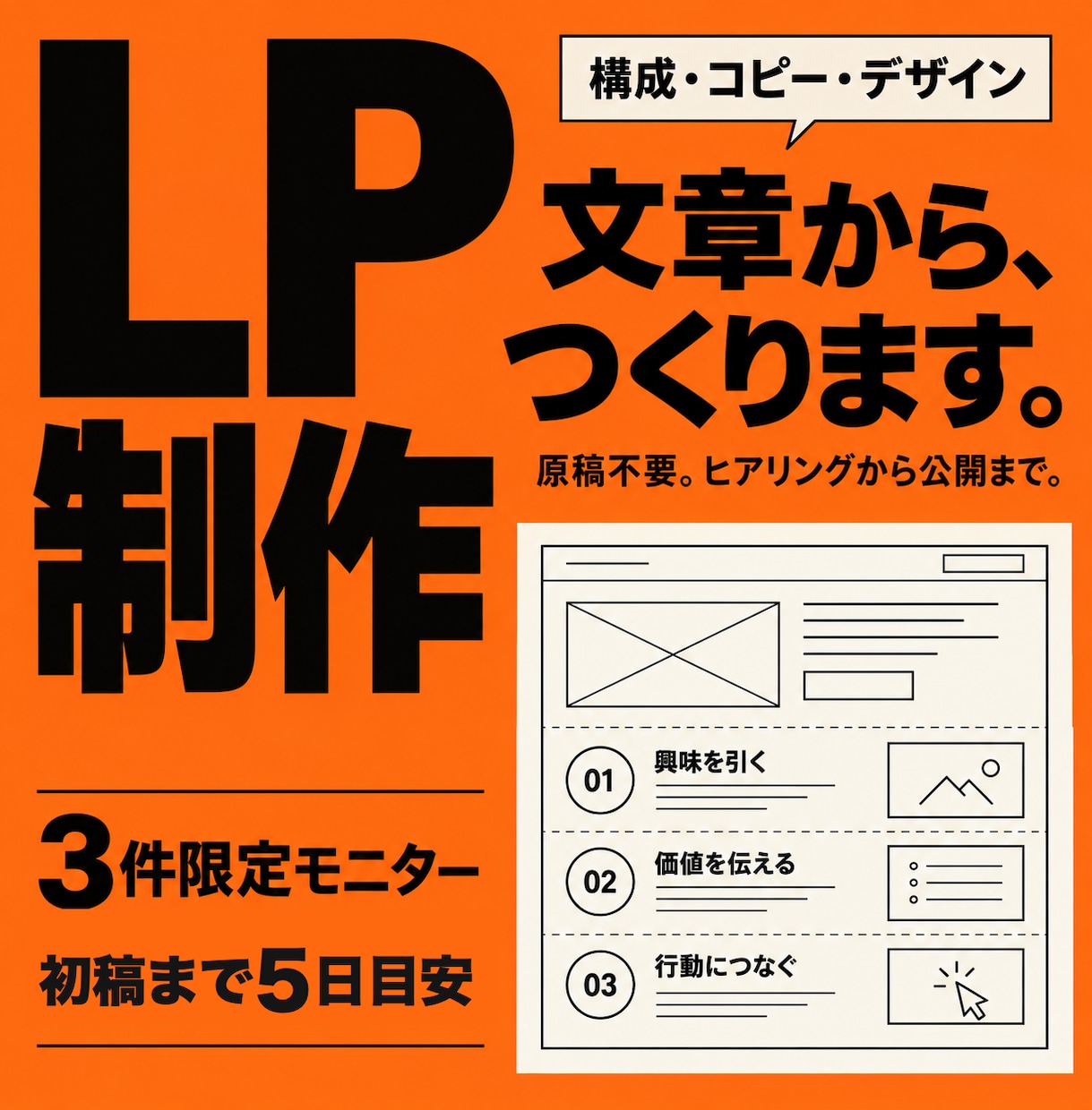 売れる構成と文章からLPを制作します 【3件限定モニター】原稿不要・初稿まで5日目安 イメージ1
