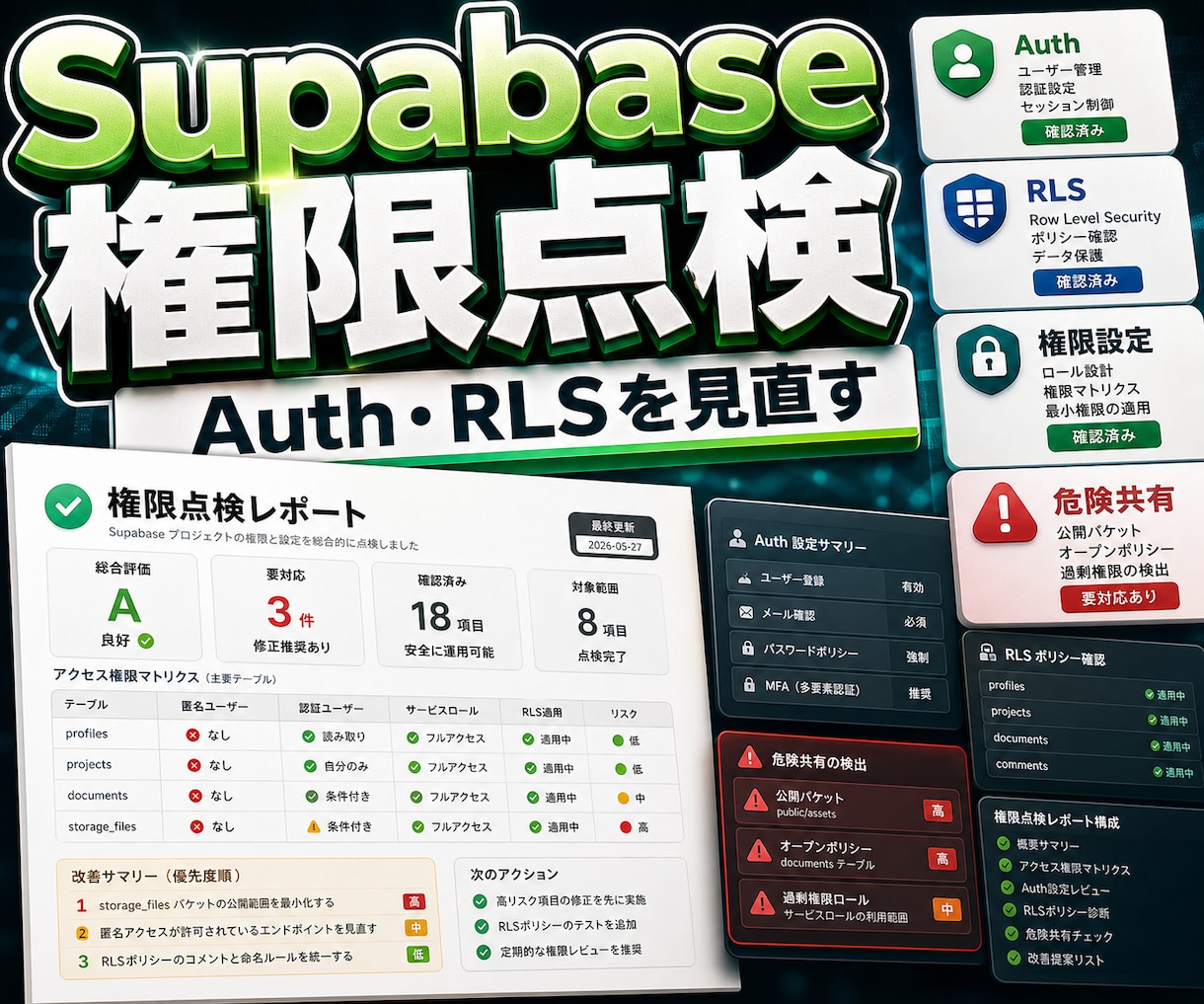 Supabase権限設定を点検します AuthとRLSの不安を見える化します イメージ1