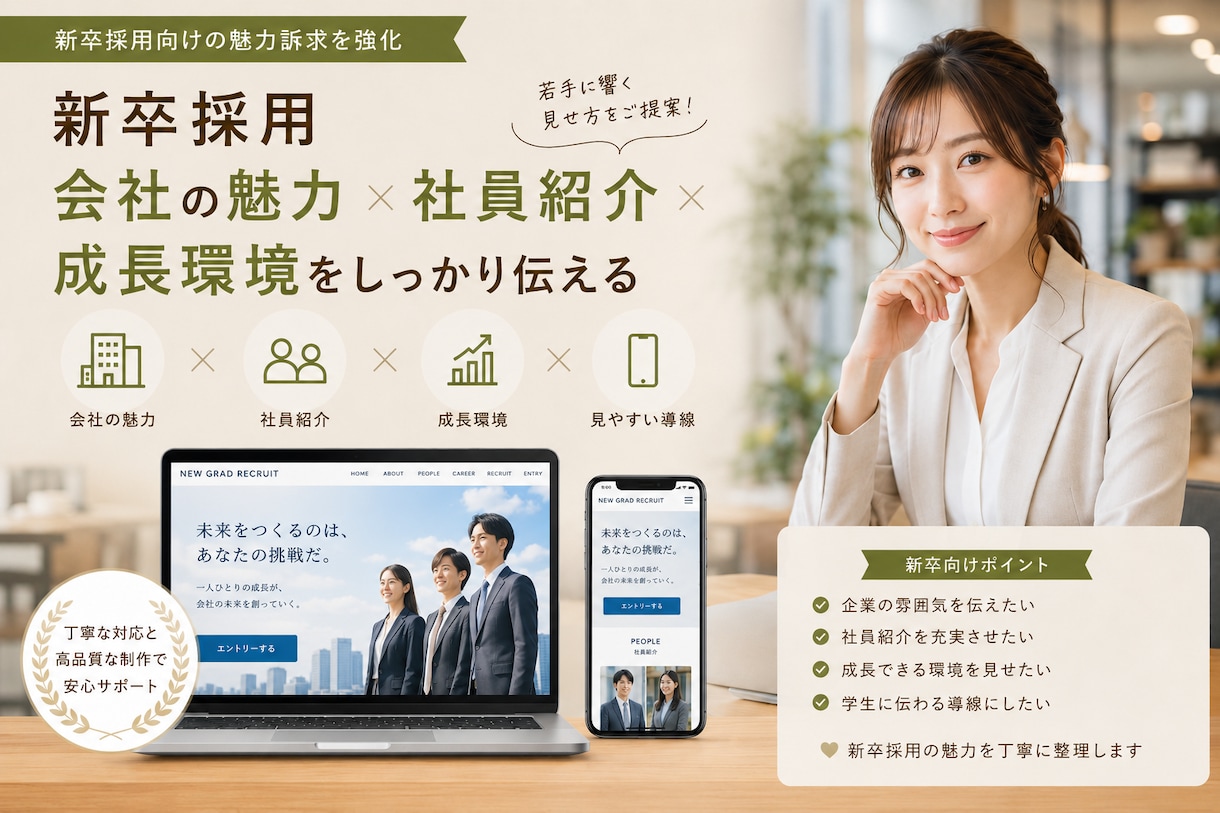 魅力が伝わる採用サイトを丁寧に制作します 応募につながる採用サイトをデザインから構築します イメージ3