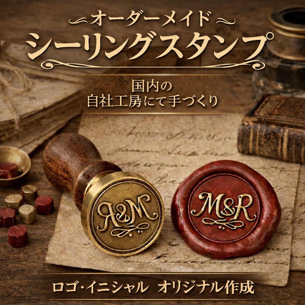 シーリングスタンプ入稿フルオーダーでお作りします 初心者用スターターセット25㎜丸形真鍮/ハンドル/蝋/収納箱 イメージ1