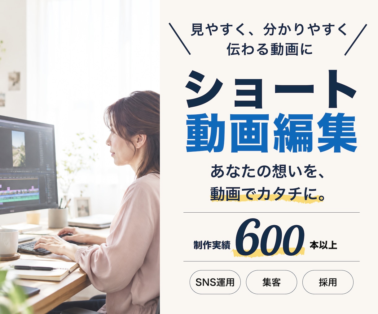 見やすく伝わるショート動画を編集します 制作実績600本以上！SNS向け縦型動画を丁寧に編集 イメージ1