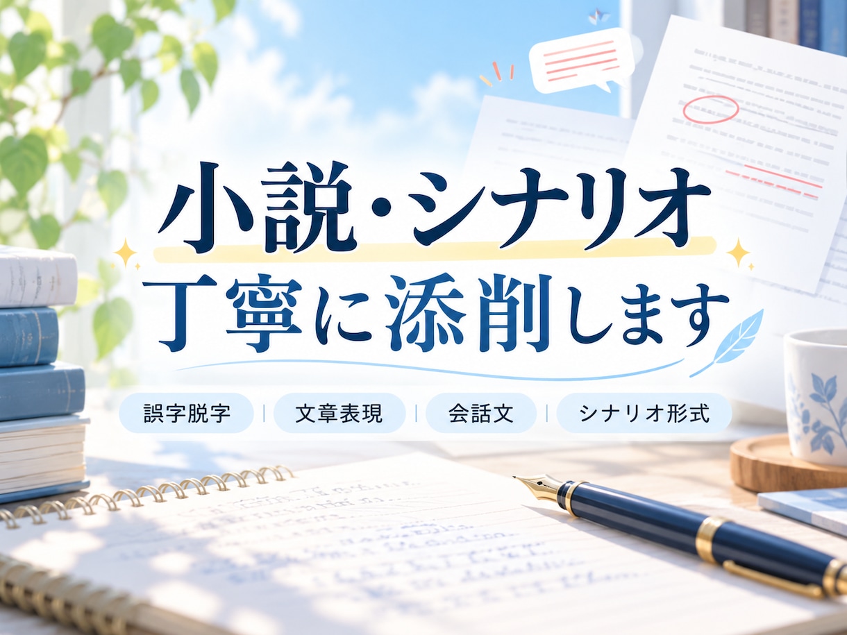 小説・シナリオを丁寧に添削します 作者様の意図を大切に、読みやすく整えます イメージ1