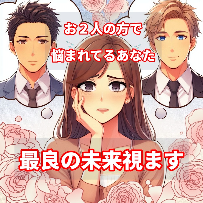 2人の方の恋でお悩みのあなた！どちらが良いか視ます 3名限定価格！付き合ってから後悔しないように未来を鑑定します イメージ1