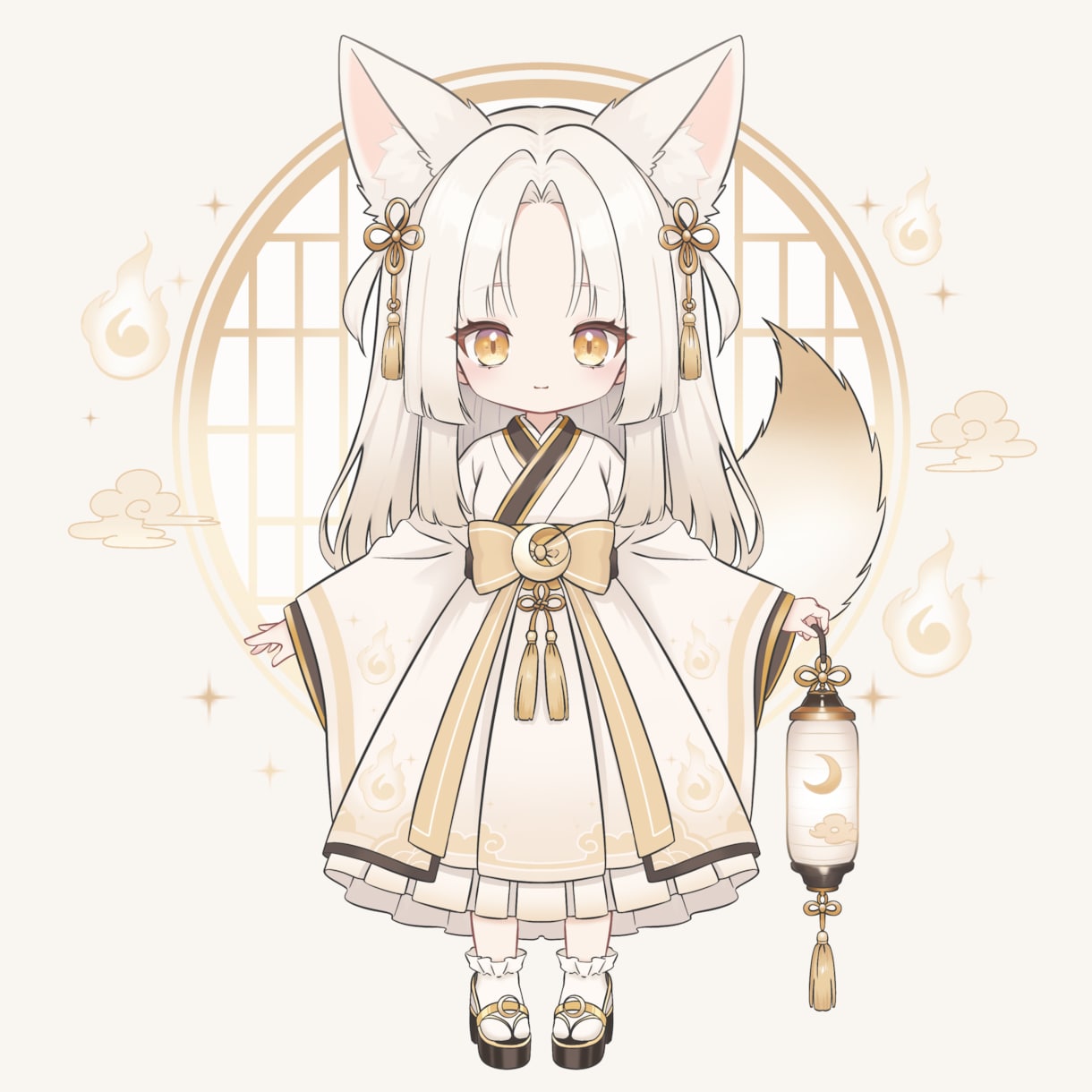 ゆめかわSDキャラ販売します 白狐モチーフの和風ファンタジーな女の子です。 イメージ1