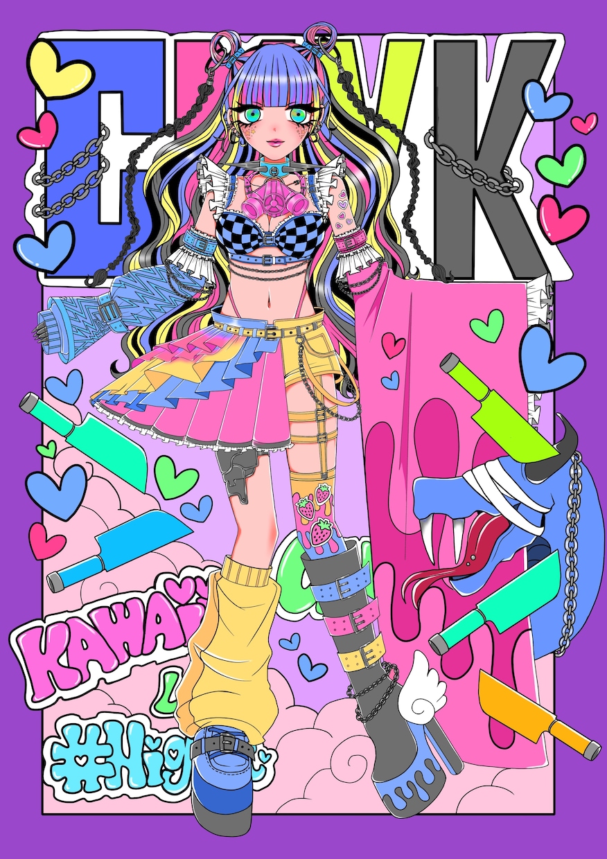 派手でファッショナブルな女の子描きます 派手で可愛い女の子のイラストが必要な方必見！！！ イメージ4