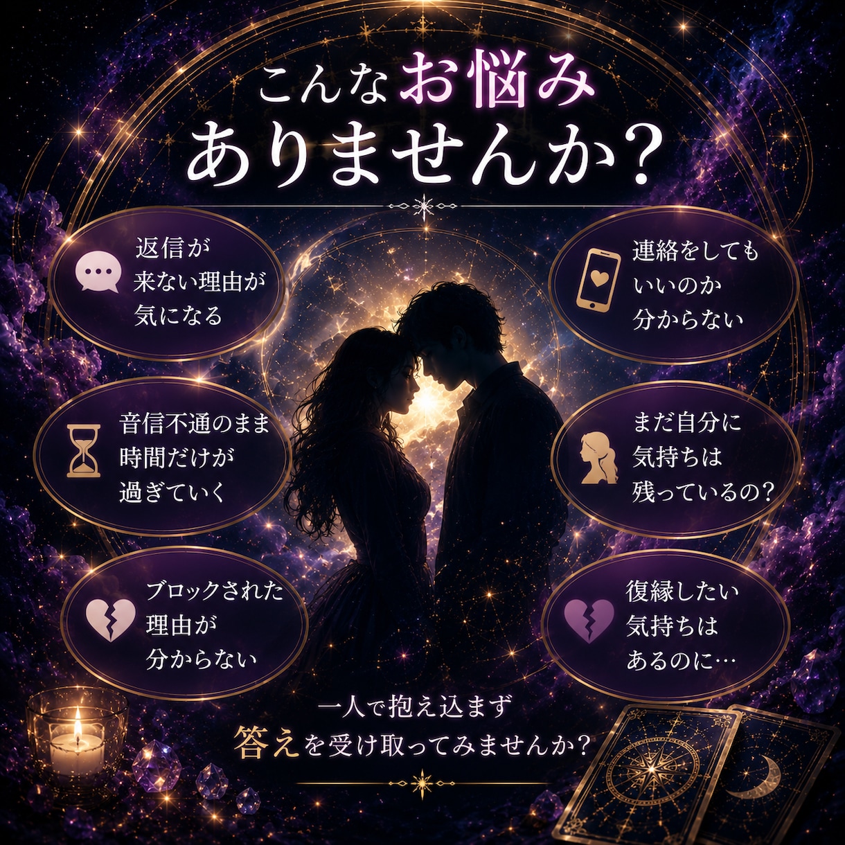 復縁したい相手の気持ちを霊視×タロットで鑑定します 相手の本音・状況・復縁の流れを霊視×タロットで丁寧に読みます イメージ2