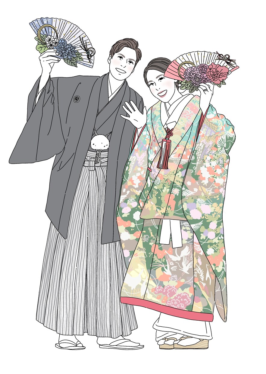 お二人の写真から似顔絵ウェルカムボードを描きます ※和装の前撮りや普段着の写真からも承ります♪データでのお渡し イメージ8