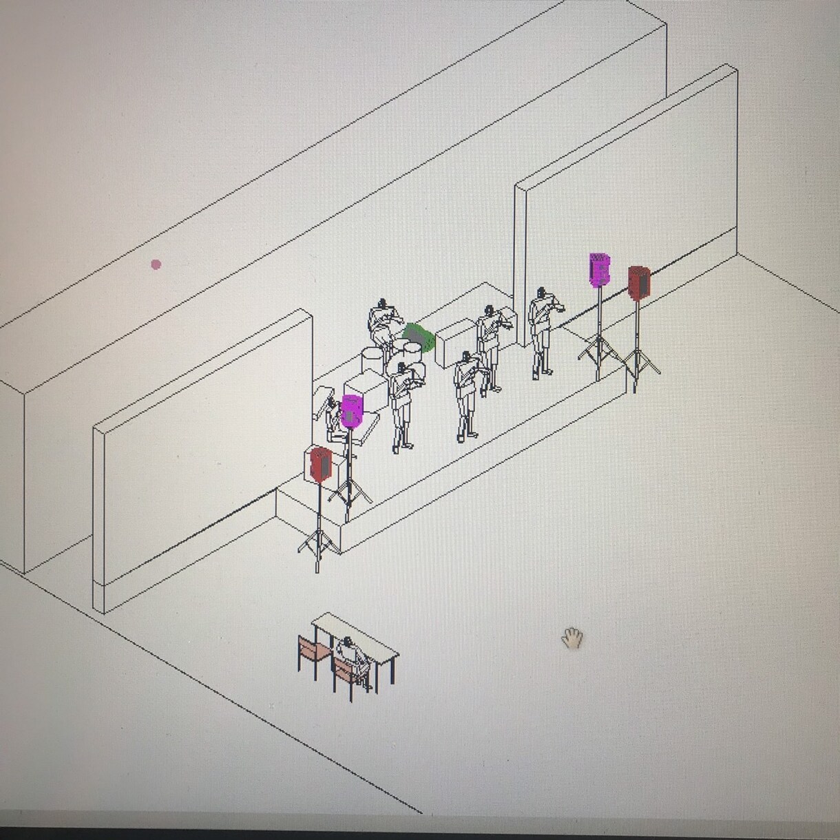 演奏会・イベントなど実寸縮尺でレイアウトします 実物の数値を入力し3D画像で会場のイメージを確認できます イメージ1