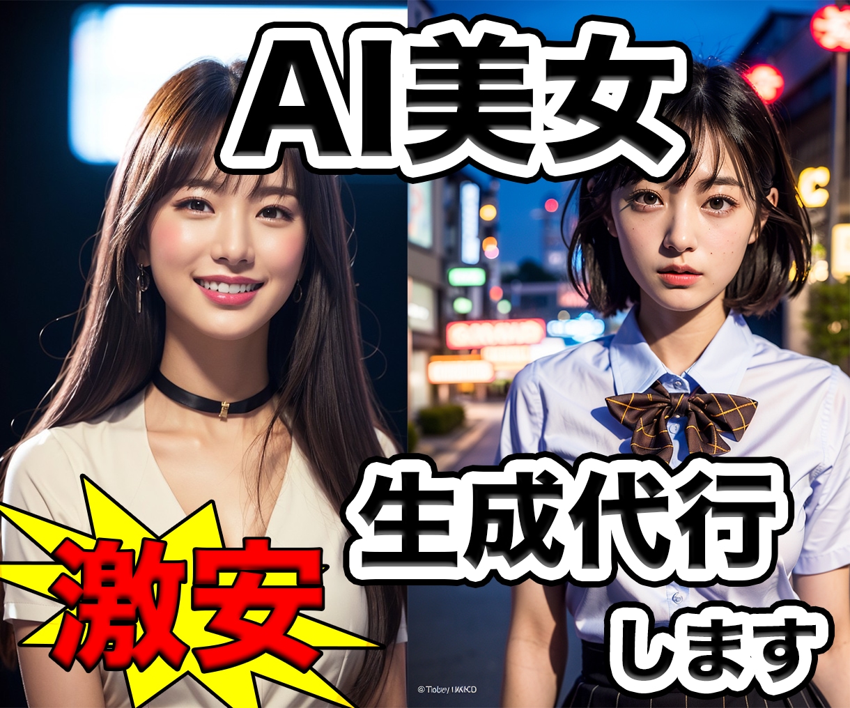 激安】AI美女を大量に代行生成します 商標利用可能！高画質なAI美女を提供します イメージ1