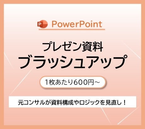 元コンサルがプレゼン資料をブラッシュアップします ＜1枚600円＞ デザインに加え、ロジックや構成を見直し！ イメージ1