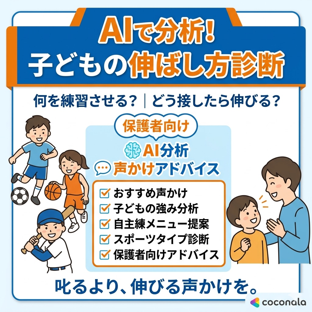 AIで分析！子どもの伸ばし方診断します 「何を練習させる？どう接したら伸びる？」を解決！ イメージ1