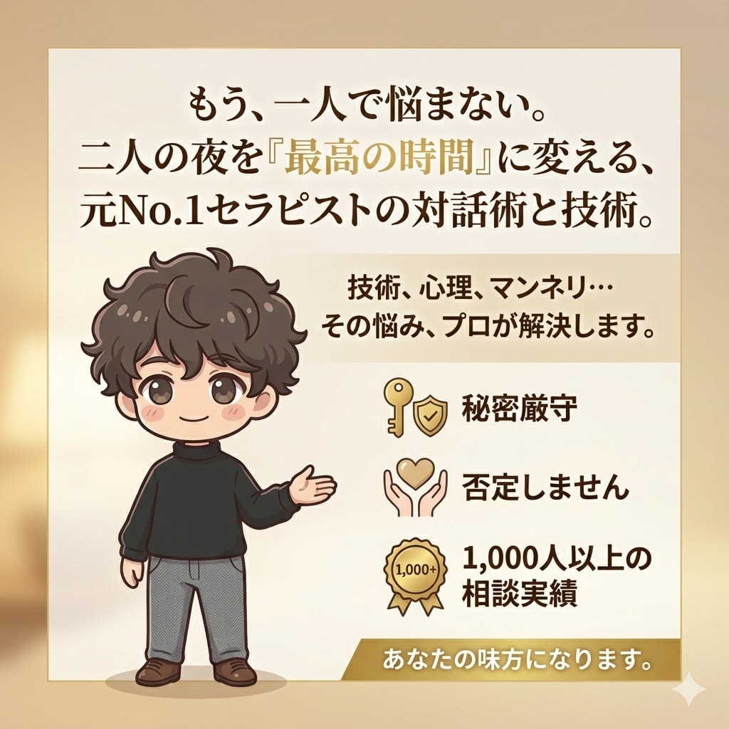 元No.1女風セラピが男女の夜のお悩みを聞きます セックスレスや性に関する不安/不満を安心して話せる場所です イメージ6