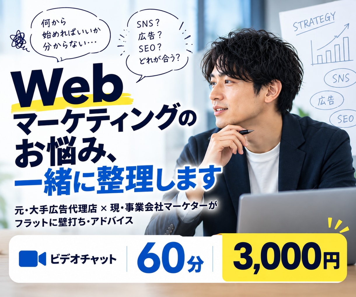 電通出身マーケターがWebマーケ改善提案します 元電通のプロ視点で最適なマーケ戦略と戦術をご提案します イメージ1