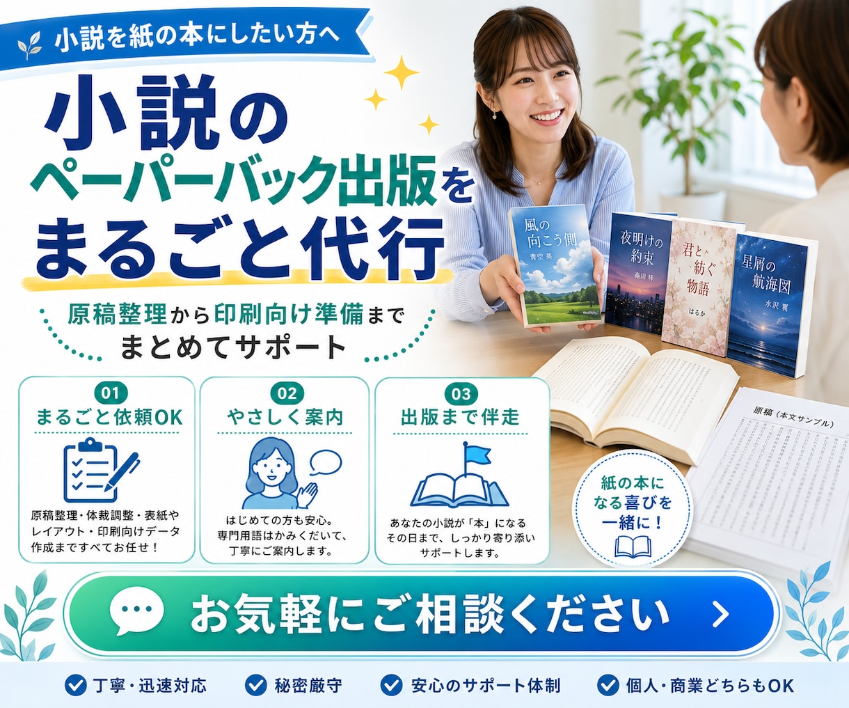 小説のペーパーバック出版をまるごと代行します 電子出版済みでも未出版でもOK｜紙の本としてアマゾン販売支援 イメージ1