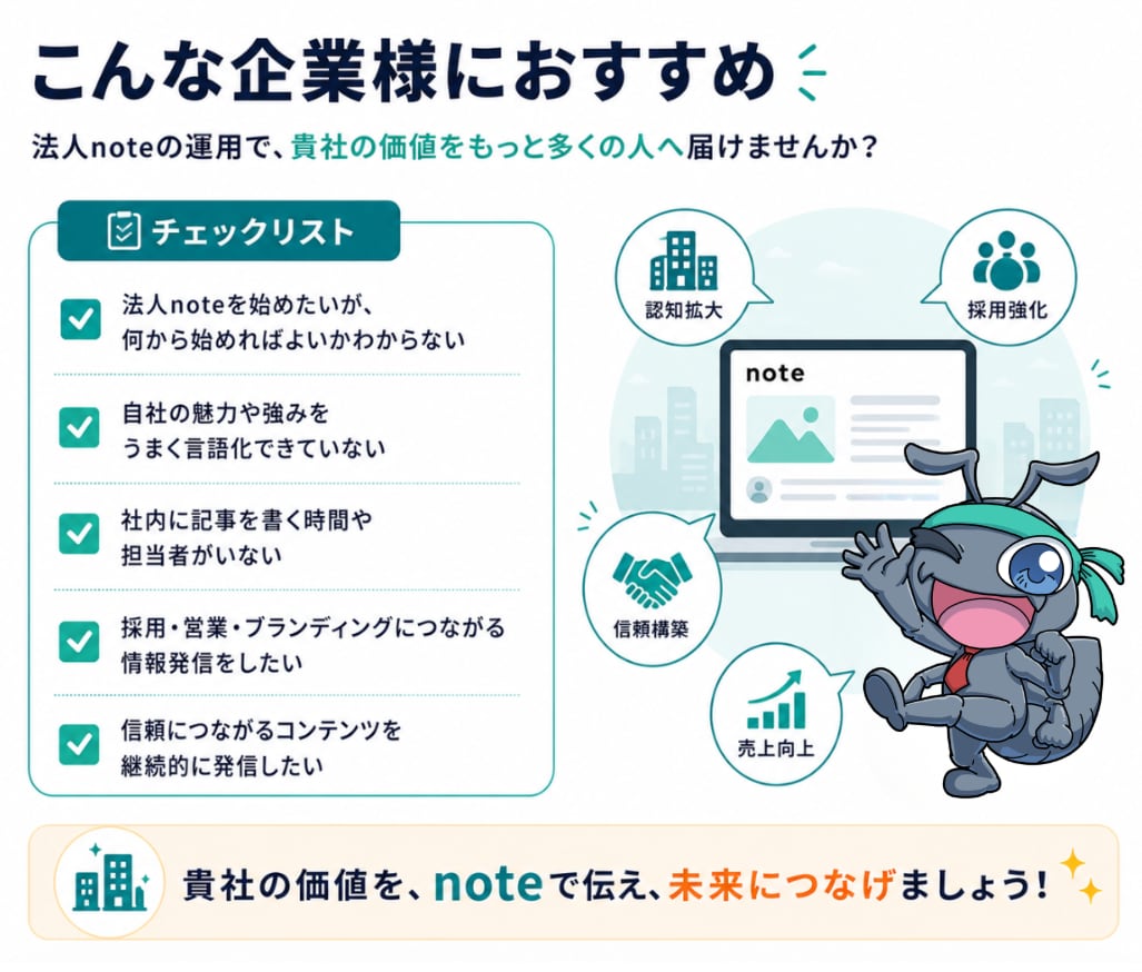 note運用代行をnote専門のプロが行います 【90社超の運用実績】AIと人に選ばれるnote運用を実施 イメージ3