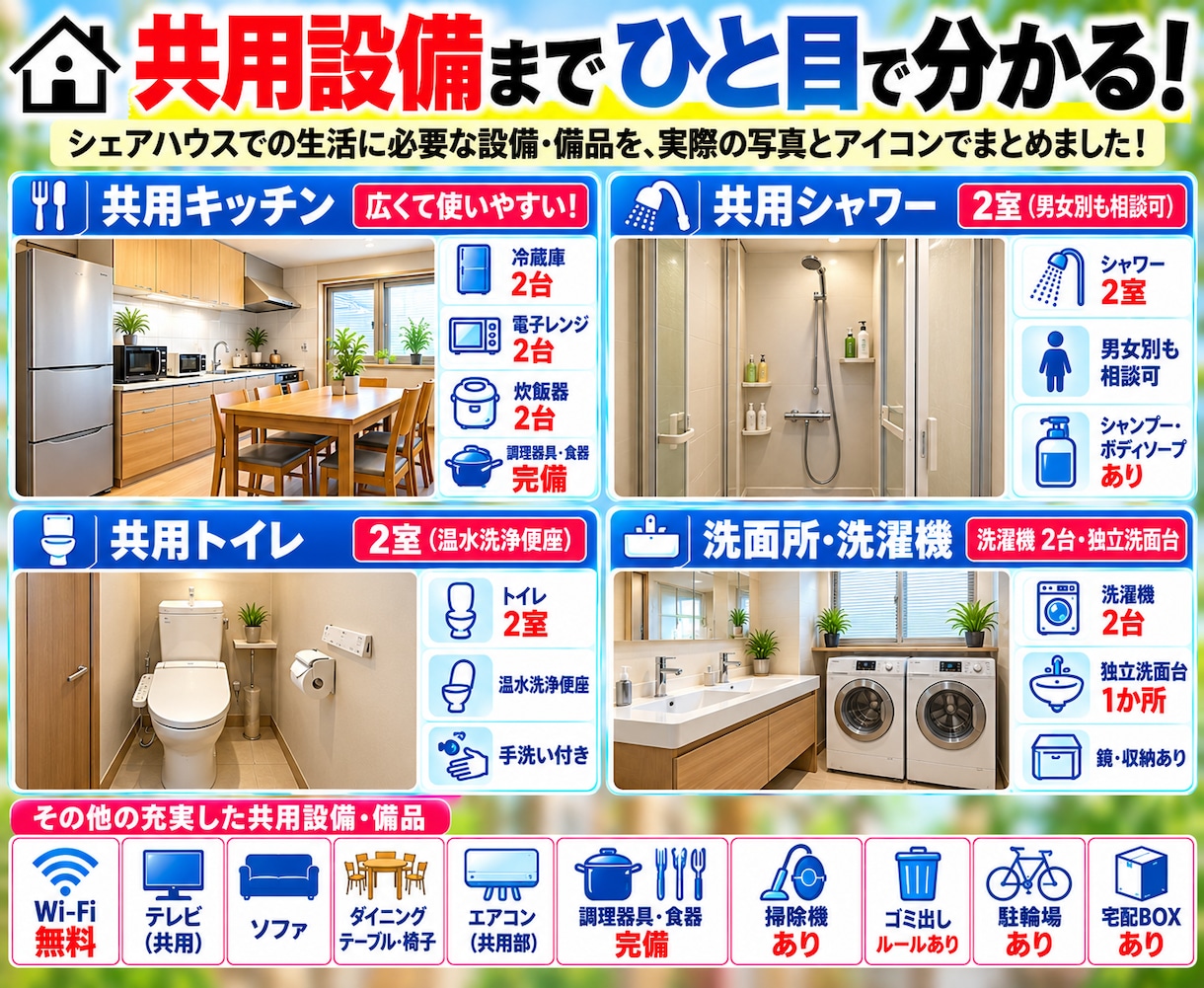 シェアハウス向け間取り図・入居募集図面を作成します 入居希望者に魅力が伝わる図面を作成します！ イメージ3