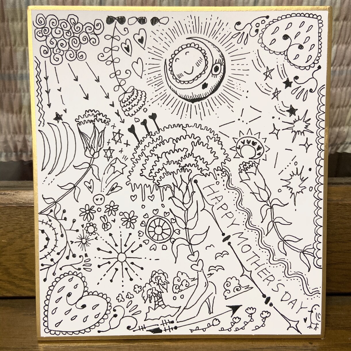 おうち時間に飾りたくなる大人の塗り絵をお届けします 個性的なイラストの線画を色紙に描きお届けします！ イメージ1