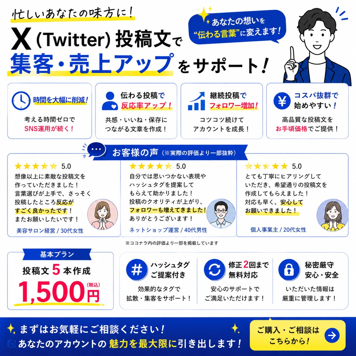 SNS投稿文をAIで作成します X・Instagram・Threadsなど幅広く対応します イメージ4