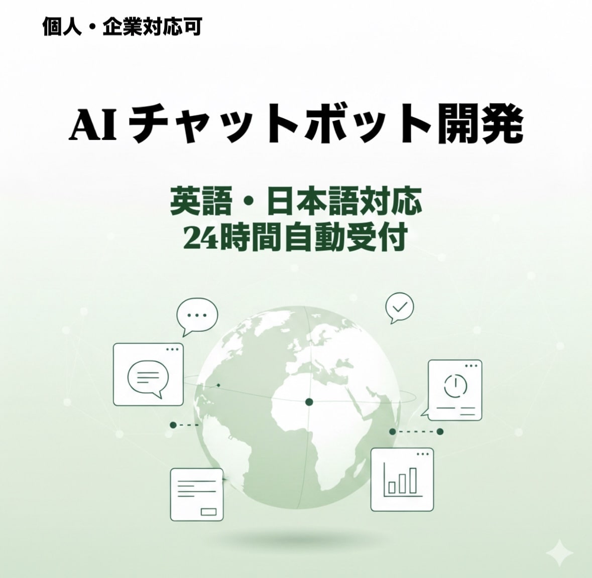 英語・日本語対応AIチャットボットを構築します 問い合わせ対応を24時間自動化 イメージ1