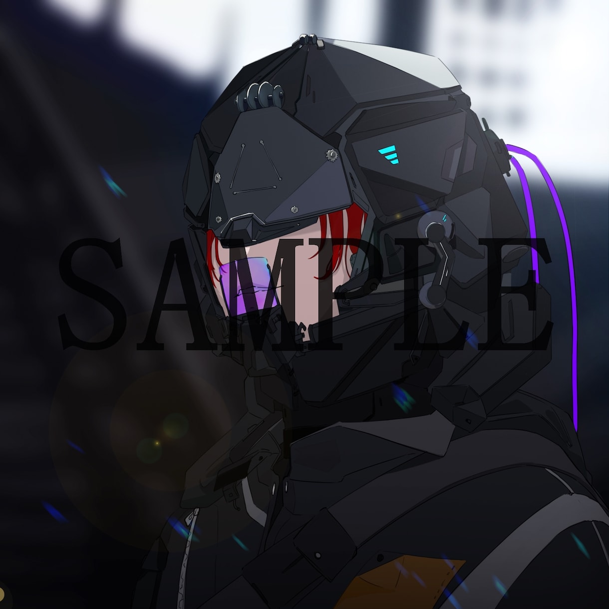 サイバーチックでメカチックなキャラクターを描きます 体の一部が機械やサイバーチックな装備を持ったイラストアイコン イメージ3