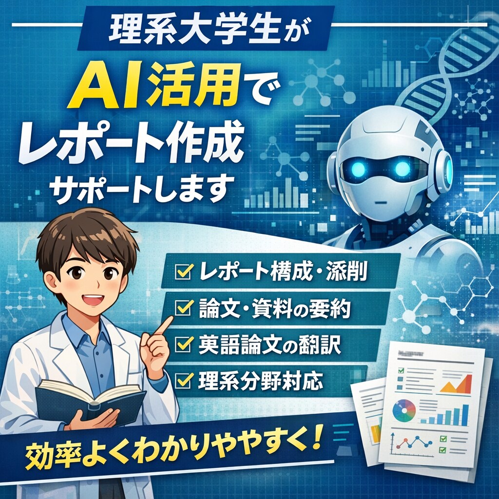 現役大学生がレポート作成サポートします 理系のレポート構成・添削サポートします英語論文を要約します イメージ1