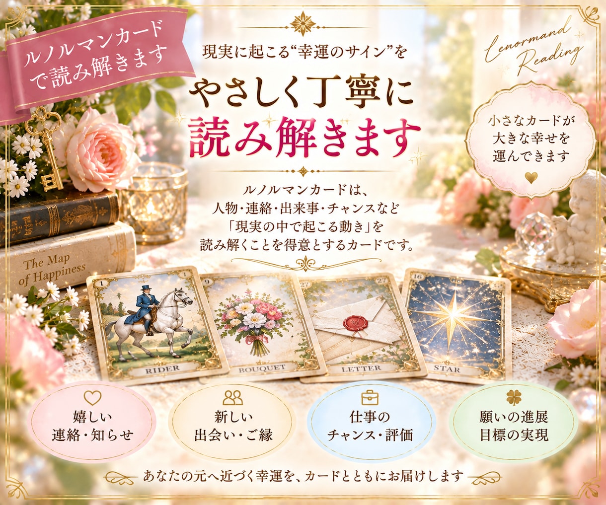 これから1ヶ月の運勢と幸運の兆しを占います 幸運おみくじ♪ルノルマンで近づくチャンスと開運のヒントを鑑定 イメージ4