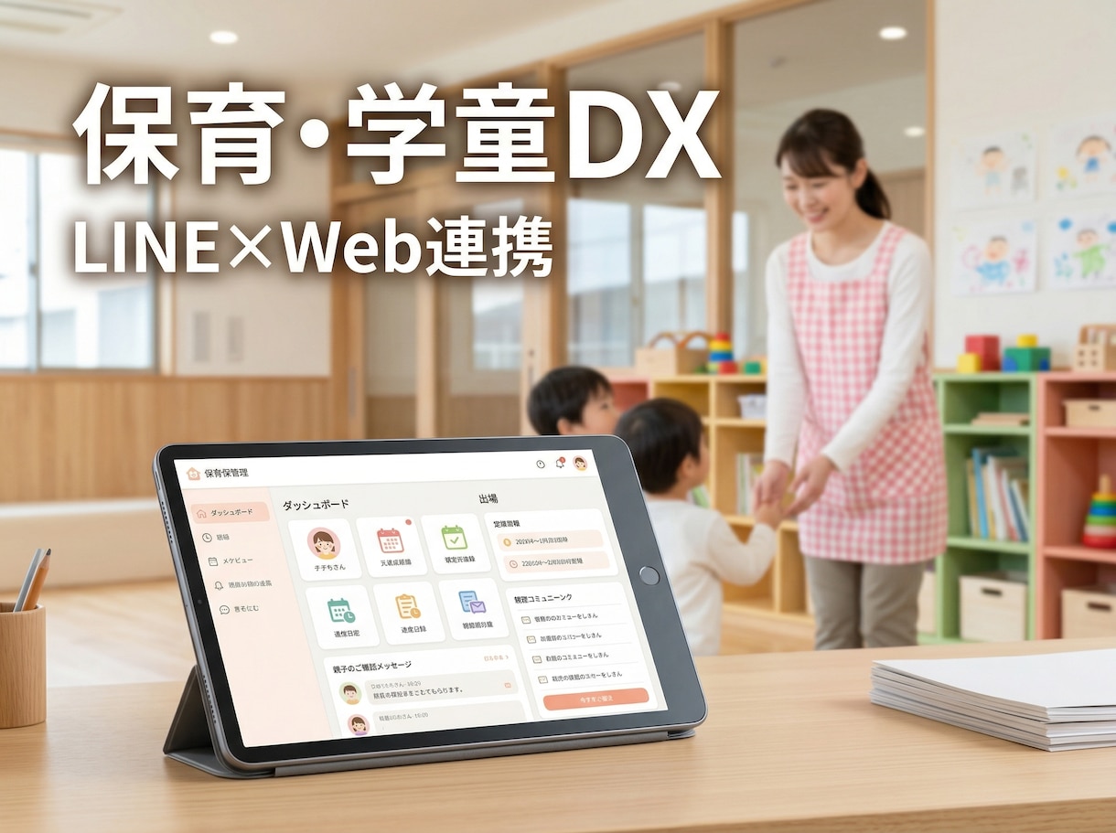 LINE×Webで保育・学童業務システム構築します 保護者はLINE、先生はWebで。朝の電話対応をゼロに イメージ1