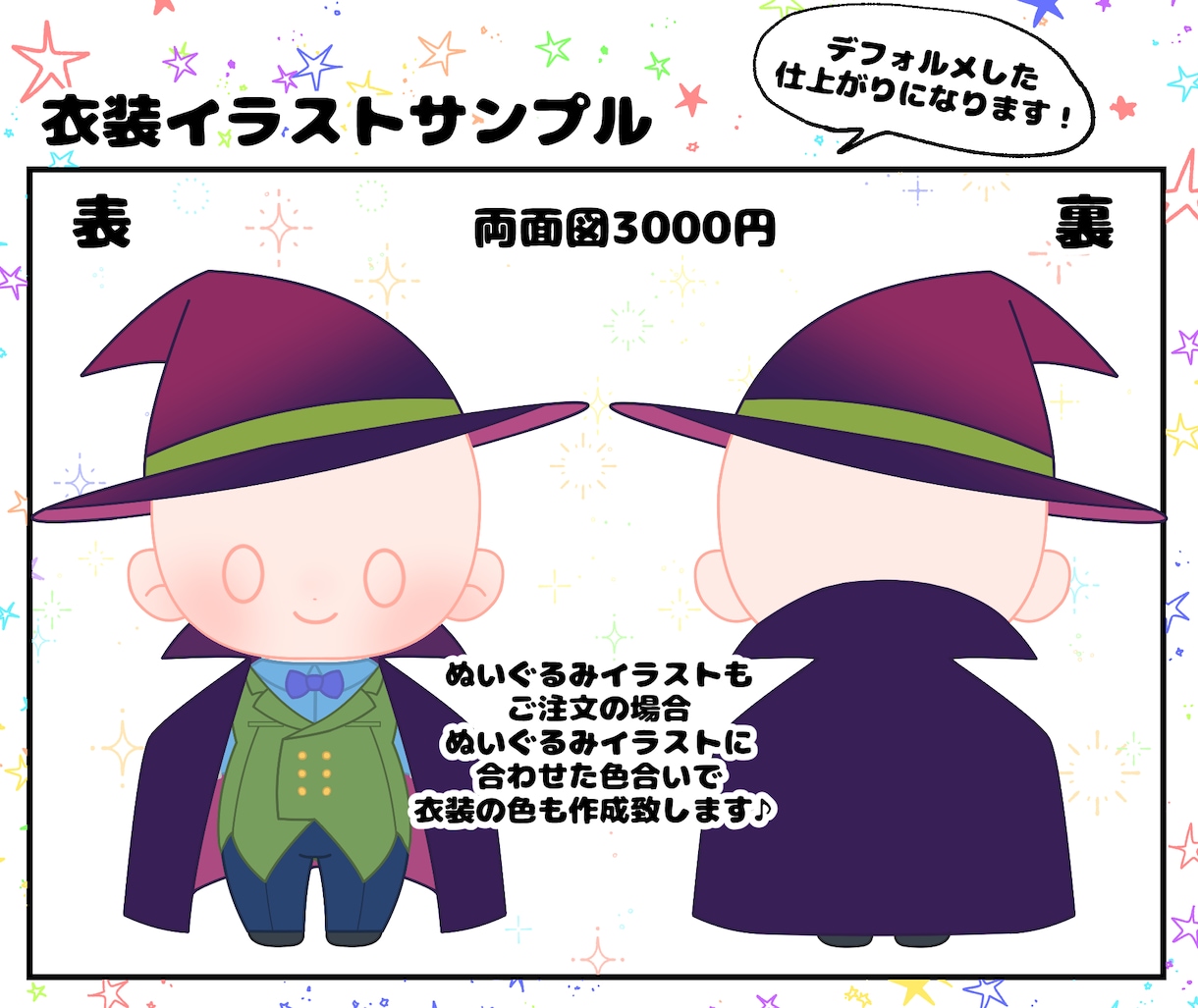 棉花娃娃、ぬいぐるみや衣装のイラストを描きます 中国、韓国ぬい(棉花娃娃)の自作用、発注用イラスト描きます！ イメージ5