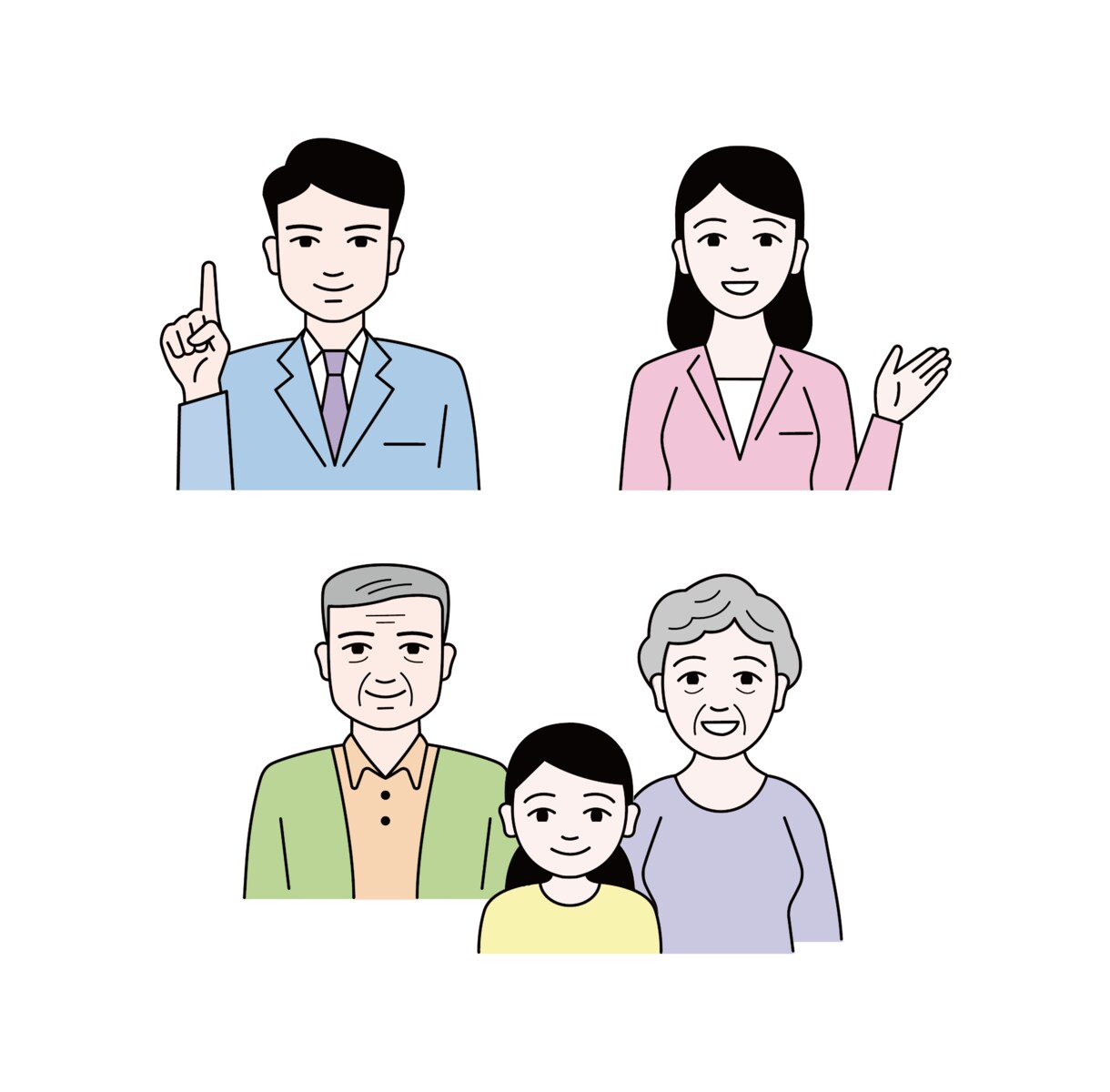 人物や動物などをシンプルかつ多彩なタッチで描きます イラスト中心にバナーなどの制作も可能。まとめてリーズナブルに イメージ2