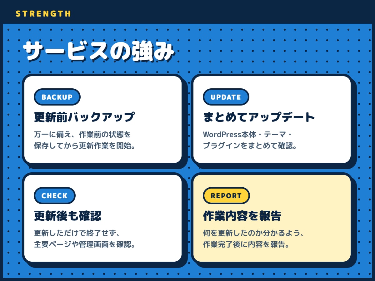 WordPressのアップデートを代行します バックアップから更新後の確認までまとめて対応 イメージ8