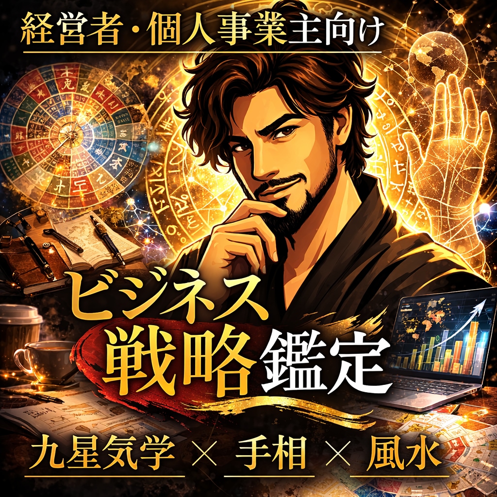 九星気学と手相を戦略に。個人事業主の未来を整えます フリーランス歴10年の現場×運命。経営者の『ビジネス戦略』 イメージ1