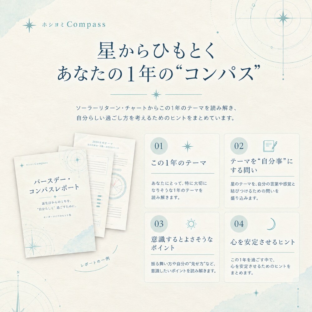 星読み【バースデー・コンパスレポート】を制作します 誕生日からの１年を自分らしく過ごす。オーダーメイドのヒント集 イメージ2