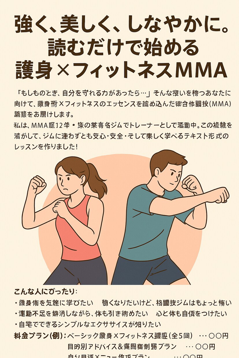元プロが総合格闘技教えます 強く美しくしなやかに。読むだけで始める護身フィットネスMMA イメージ1
