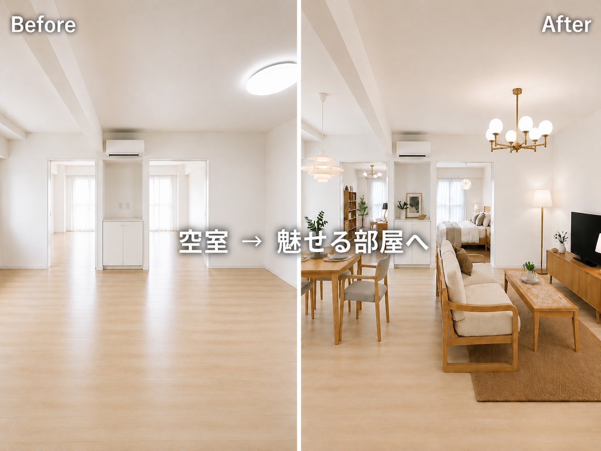 空室を魅せる部屋へ｜バーチャルステージングします テイスト指定OK・図面のみでも制作します イメージ1