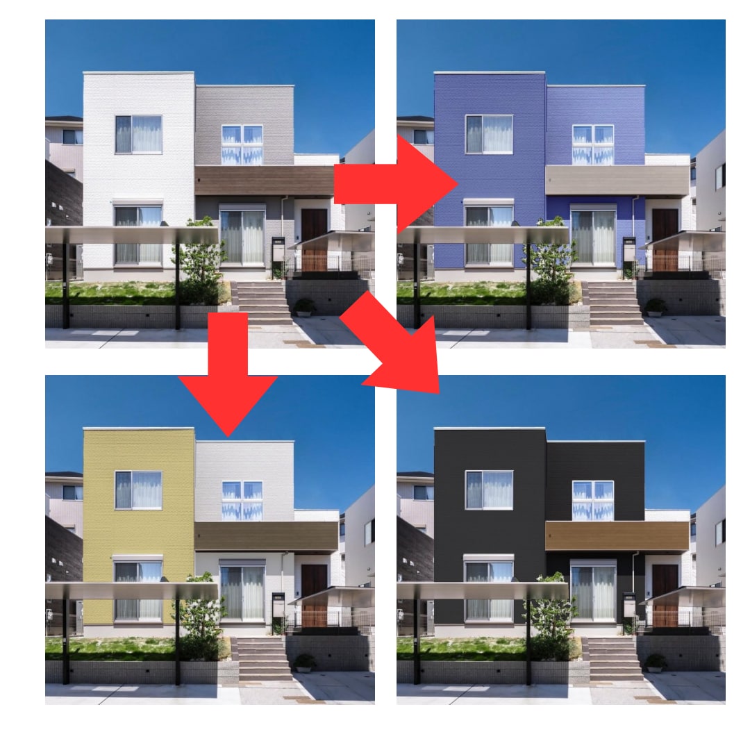 外壁塗装等のカラーシミュレーション画像を作成します リアルでイメージしやすい画像を5パターン作成いたします！ イメージ1