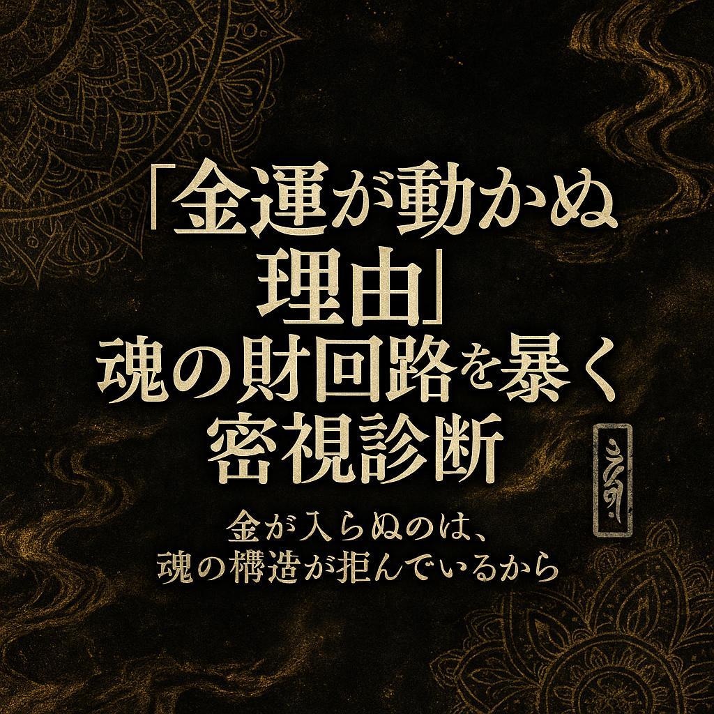 金運が動かぬ理由 魂の財回路を暴く密視診断ます 魂に刻まれた封印を解かなければいくら願っても金運は流れません イメージ1