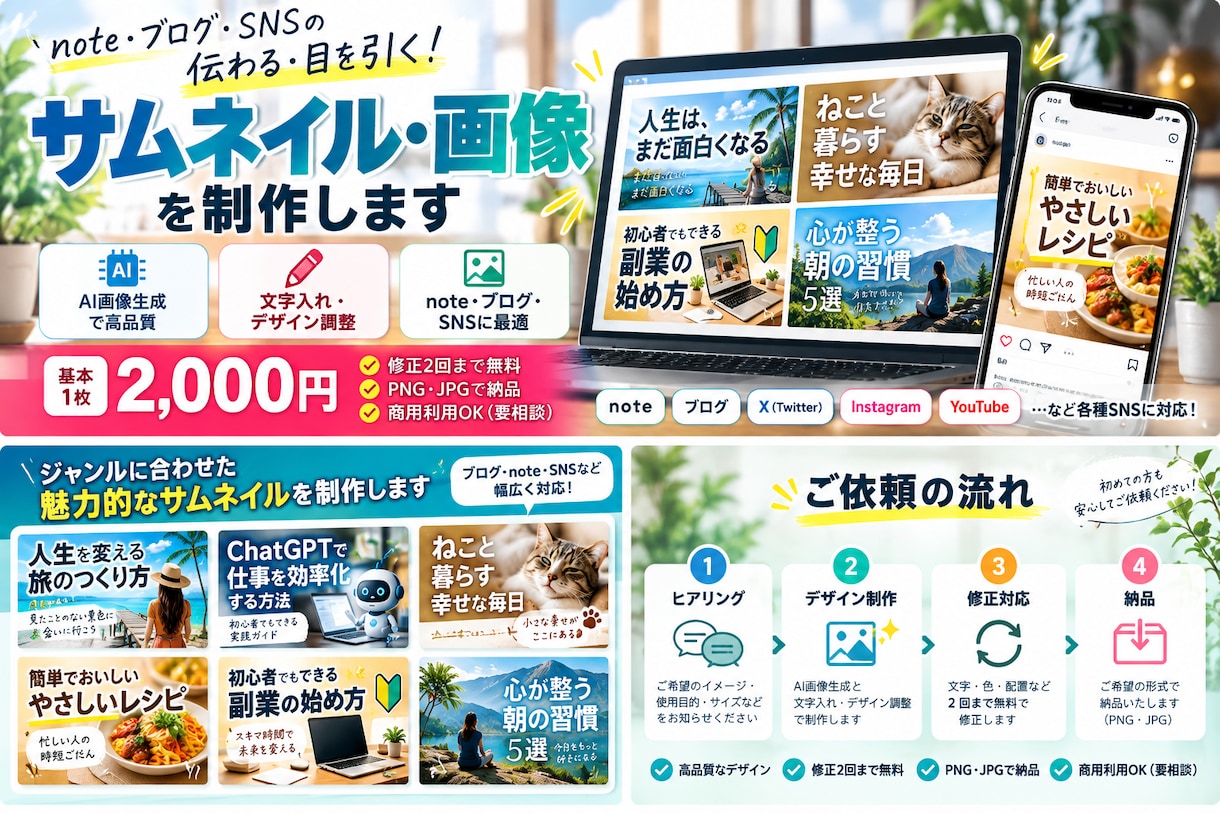 note・SNS用サムネイルを制作します note・SNS用サムネイルを制作します イメージ1